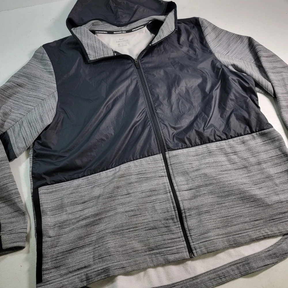 Nike Dri Fit Basketball Full Zip Hoodie Jacket Black Gray AQ4165-010 Men's 3XL‎